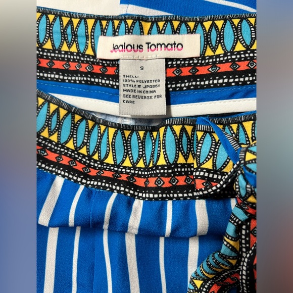 JEALOUS TOMATO Aqua blue multi graphic print palazzo pant size S. - Picture 6 of 10